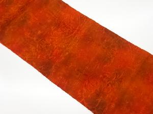 リサイクル　ふくれ織横段に花唐草模様織出し全通洒落袋帯